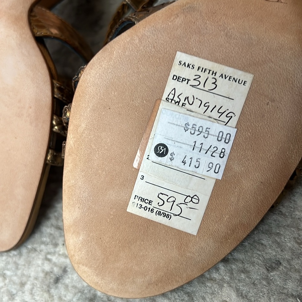 DIOR Gold/Bronze Metallic Strappy Heels Sz 36 - Picture 7 of 7